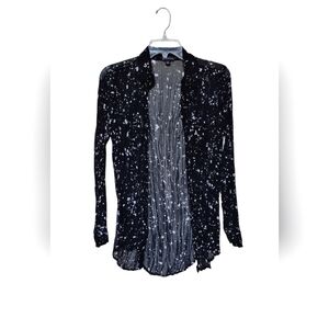 Rock Republic Sheer Button Up Blouse Crinkled Plisse Whimsigoth Rock Punk XS